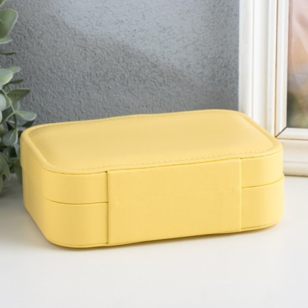 Casket to the leatherette for jewelry "Matte surface" yellow 16x11x5 cm-3