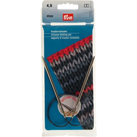 Circular knitting needles, brass, 40 cm/ 4.5 mm