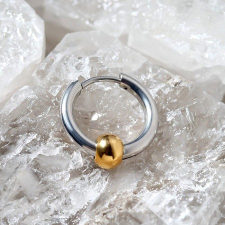 Piercing in the ear "Ring" Sphere, d = 10 mm, color golden-silver-1