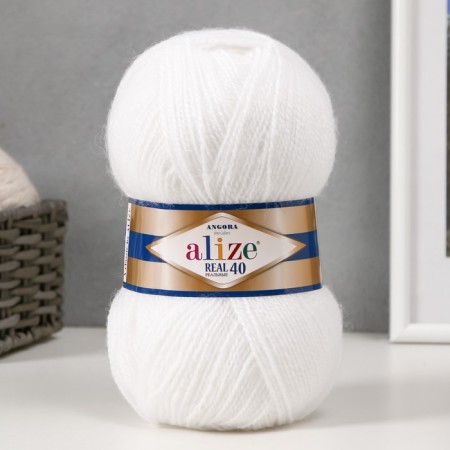 Yarn "Angora Real 40" 60% acrylic, 40% wool 430m/100g (55 white)