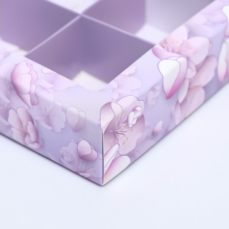 Box for 4 sweets, "inspiration" 12.6 x 12.6 x 3.5 cm. Confectionery packaging-3