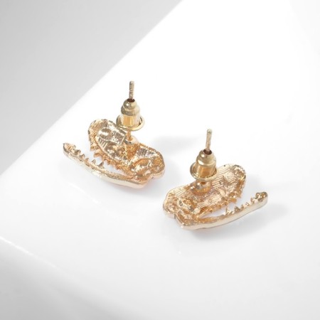 Earrings metal "dinosaurs" skeleton, color gold-2