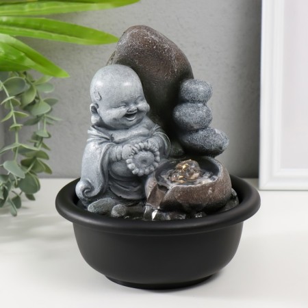 The desktop fountain from the network, the backlight "Little Khothei with cliffs at the rock" 16x16x19 cm