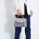 Magnet bag bag, external pocket, long belt, gray-blue color