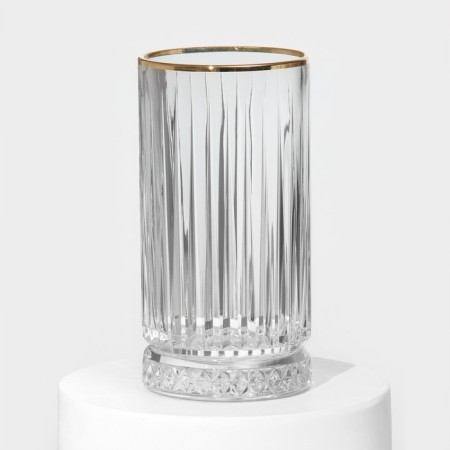 A set of glass glasses Elysia, 445 ml, 4 pcs, with a golden border-1