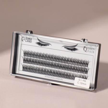 A set of overhead eyelashes "Lastochkin tail", bundles, 12 mm, thickness 0.1 mm, bend C, 12 D-2