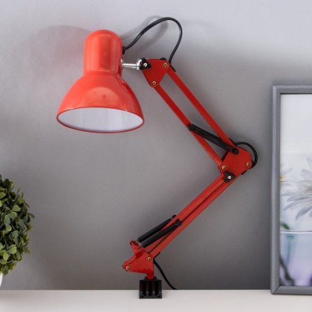 Desktop lamp E27, h = 55 cm, hinged, on the clamp (220V) red Risalux
