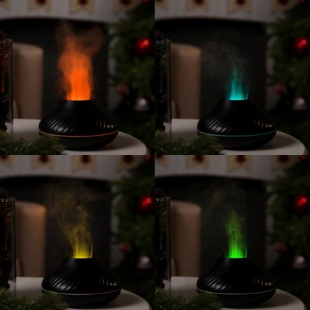 Air humidifier Luazon HM-10, flame effect, 130 ml, 4.5 watts, USB, black-1