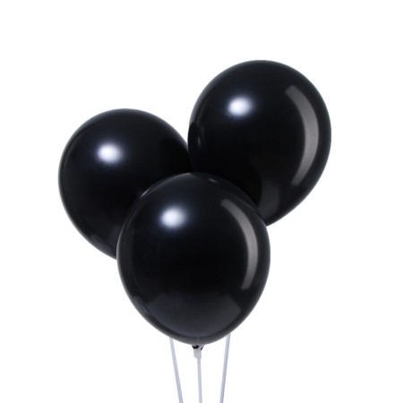 Latex ball 12 ", metal, set 12 pcs., Black color