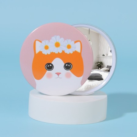Pocket mirror "cat", d = 7 cm, color mix-3