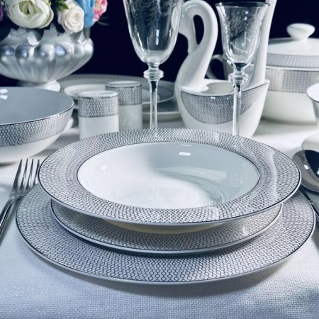 A set of deep plates of Lenardi "Seville silver", D = 23 cm, 6 pcs