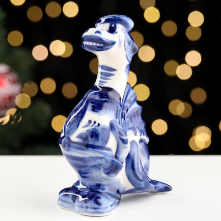 Souvenir "Dragon Front", Gzhel, Porcelain, h = 13cm-1