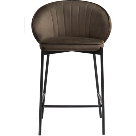 Haric Nile Metal/velor stool, black/chocolate 58x45x92 cm-1