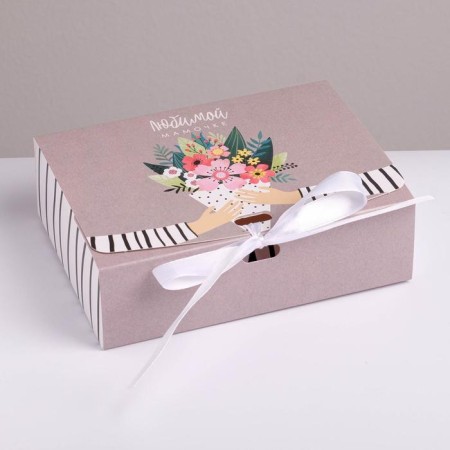 Gift folding box, packaging, “beloved mother”, 16.5 x 12.5 x 5 cm, without tape-1
