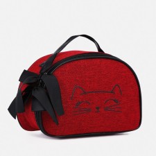 Cosmetic bag with a zipper, with a lining, burgundy color