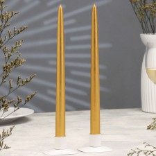 A set of ancient handmade candles, 2x30 cm, 10 hours, 73 g, 2 pieces, gold