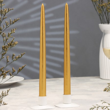 A set of ancient handmade candles, 2x30 cm, 10 hours, 73 g, 2 pieces, gold
