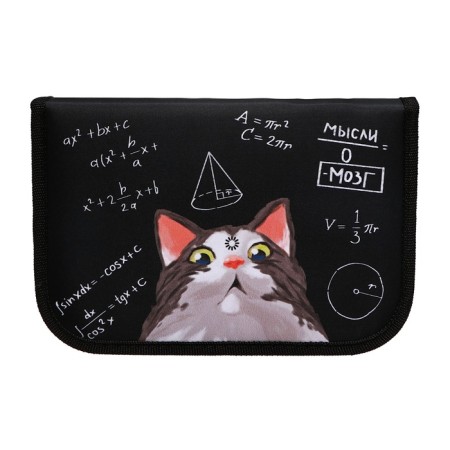 Penal 3 sections, tab inside, 140 x 210 x 40 mm, fabric, calligrata top block "smart cat"-1