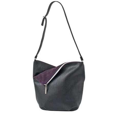Bag bag claim. Kozh, lightning department, black/brown color 25x15x27cm