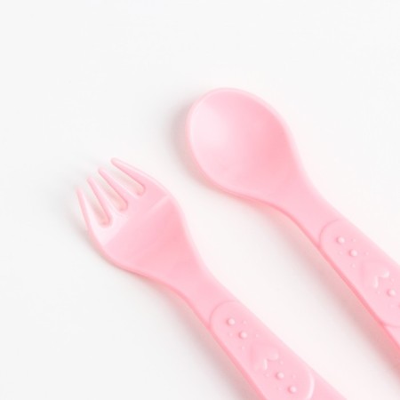 A set of children's dishes "Bunny Polly", a plate on the suction cup 250ml, fork, spoon-5