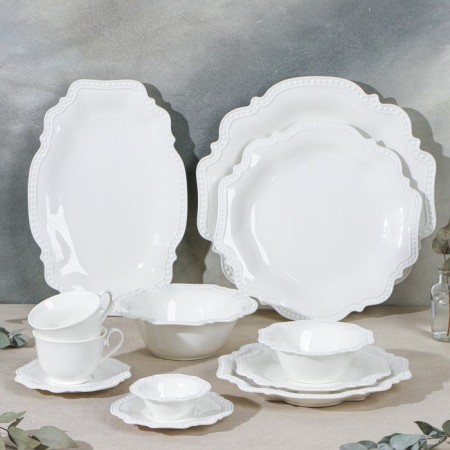 Porcelain dining plate Magistro "suite", D = 25.4 cm, white color-6