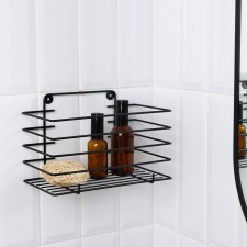 Direct shelf for a bathroom with high sides, 24.5 × 13 × 16.5 cm, black color