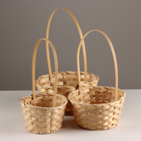 A set of baskets of 3 pcs, d21x10xh36cm, natural, bamboo