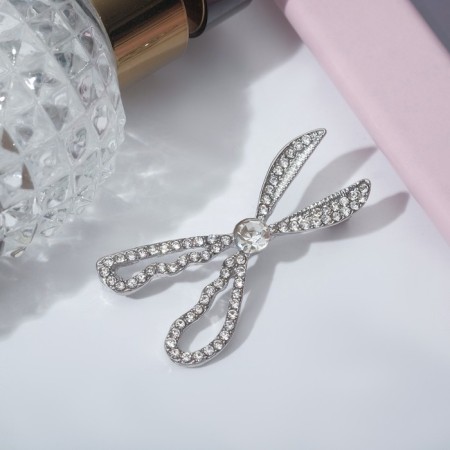 Brooch "Scissors" precious, white color in silver-1