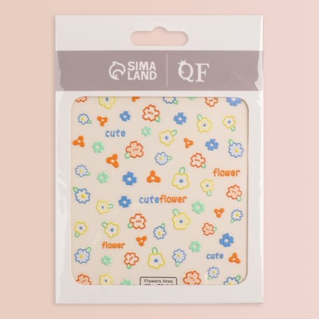 Наклейки для ногтей «Cute flowers», объёмные, разноцветные-4