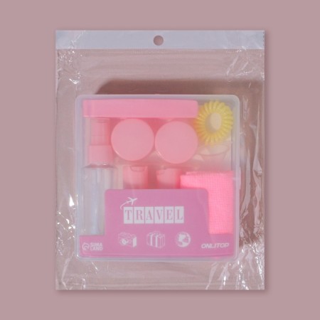 Storage set, in case, 9 objects, transparent/pink color-15
