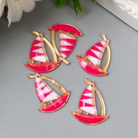 Decor for creativity plastic "Sailor Pink" with gold 2.9x2.3 cm-2