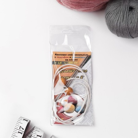Knitting needles, separate, on a fishing line, tip, d = 2.8 cm, 60 cm, 2 pcs-1