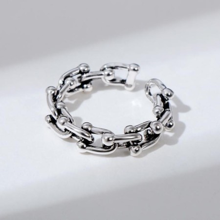 Ring "chain" modern, color black silver, dimensionless-1