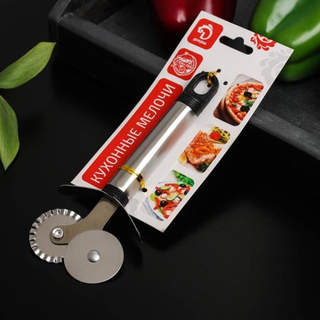 Knife for pizza and dough the share "Assistant", 18 cm, double, black color-2