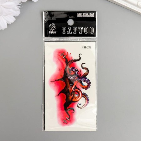 Tattoo on the body color "octopus from the wound" 10.5x6 cm-2