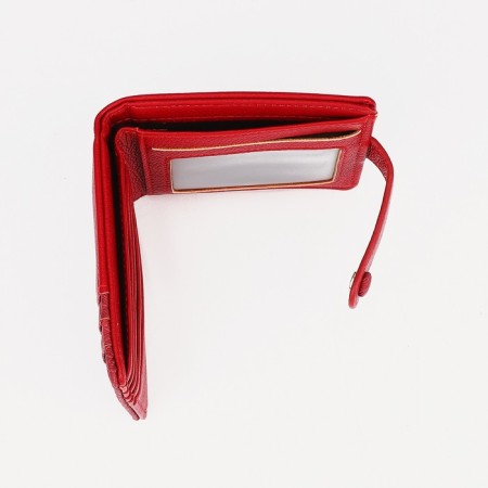 Women's wallet on the button, red color-3