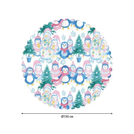 The tablecloth "Family of Snowmen", Round, Saten, D = 150 cm-1