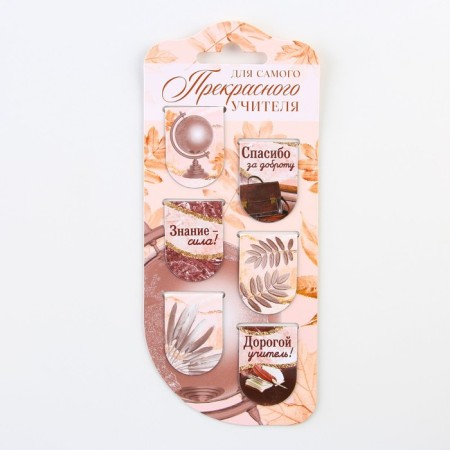 Magnetic bookmarks on the substrate “For the most beautiful teacher”, 6 pcs.-6