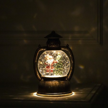 LED figure "Lantern with Santa Claus" 13 × 19 × 11 cm, plastic, AAX3 batteries (not in the kit), USB, glow warm white-5