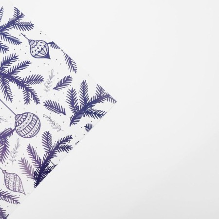Glossy packaging paper "Branches with toys", 70 x 100 cm, New Year-2