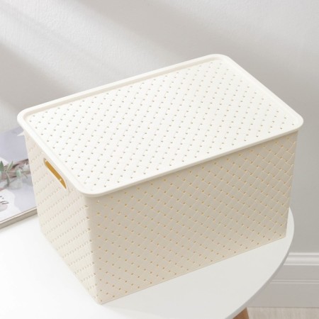 Storage basket with a birch bark cover, 14 l, 35 × 24.5 × 20.5 cm, ivory color-2