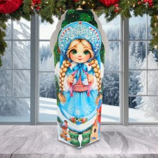 Подарочная коробка новогодняя Снегурочка 14 (24) х 5 х 5 см