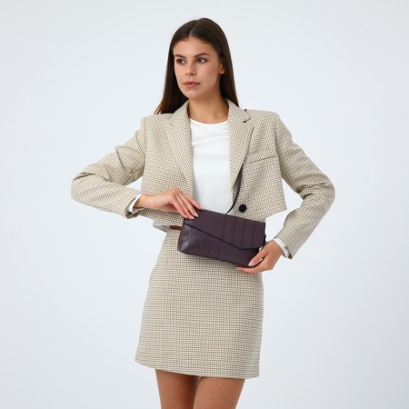 Magneta bag, long belt, purple color-1
