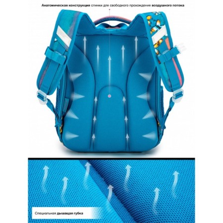 School backpack, 3 parts with lightning, blue color 29x16x34cm-3