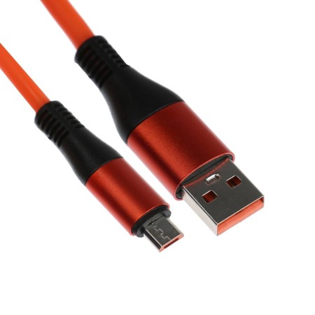 MicroUSB cable - USB, 2.4 A, TPE braid, thickened, 1 meter, orange