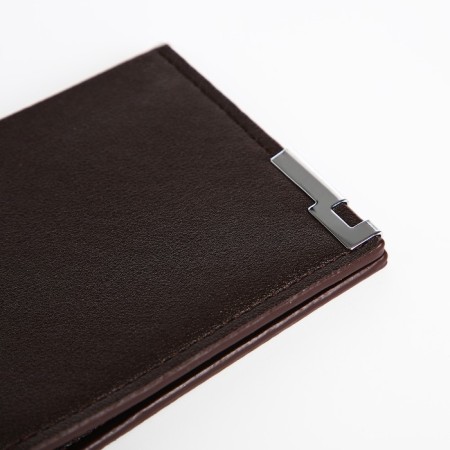 Male purse without fastening, department for maps, for bills, brown color-2