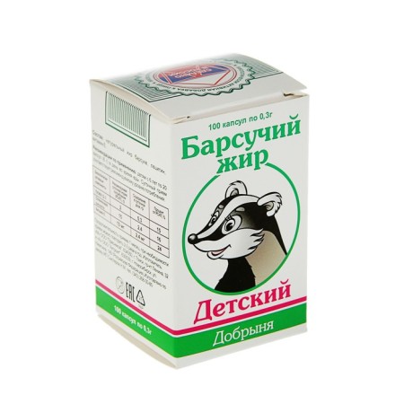 Badger fat Dobrynya children 0.3 g, 100 capsules-1
