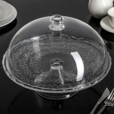Glass stand for a cake on a leg with a lid-clash Magistro 