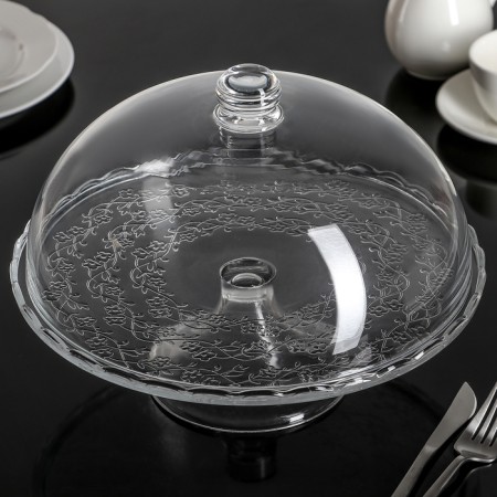 Glass stand for a cake on a leg with a lid-clash Magistro "Flowerers", 29 × 23 cm