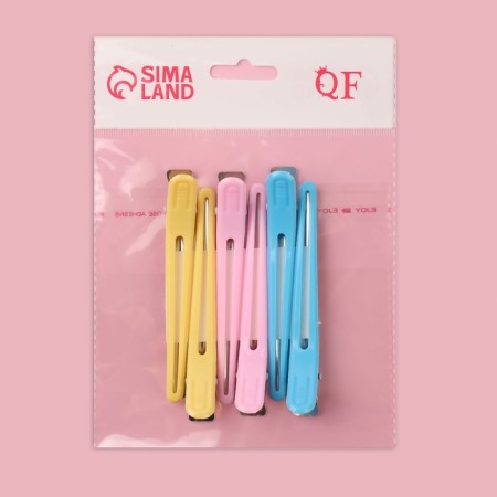 Hair clamps, set - 6 pcs, 10 cm, color mix-5